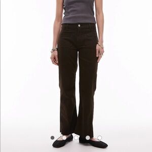 Mango Alex cropped kick flare front pocket jeans in chocolate women’s